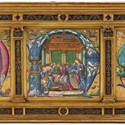 Framed historiated initials triptych