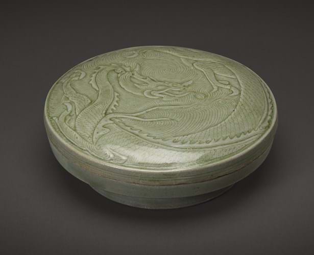Celadon-glazed dragon box