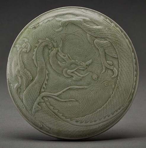 Celadon-glazed dragon box