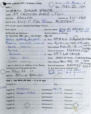 Diana Spencer contract