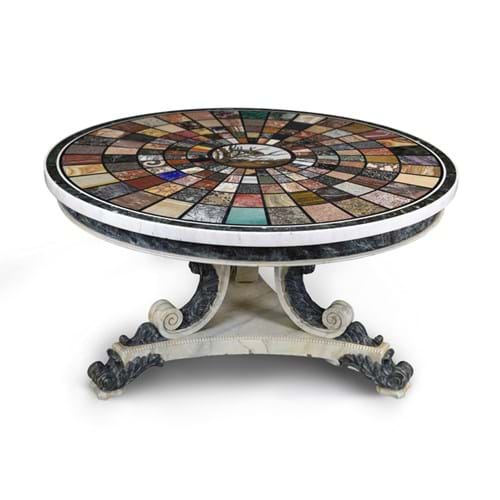 Italian specimen marble and micromosaic table