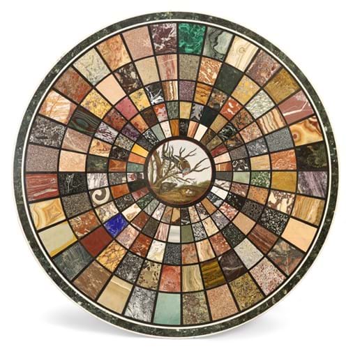 Italian specimen marble and micromosaic table top