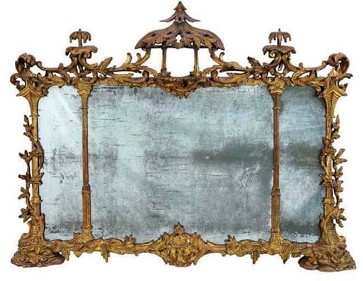 Chinese Chippendale giltwood overmantel mirror