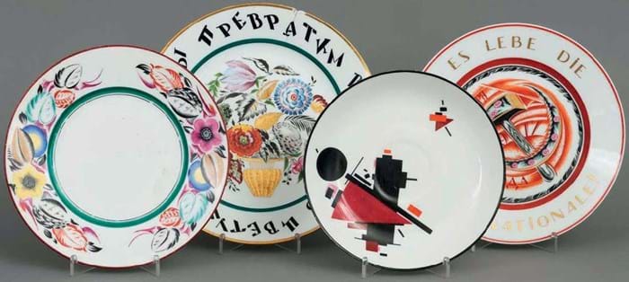 Four Soviet State Porcelain Factory plates
