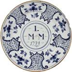 Liverpool delft charger owned by Pennsylvania Quakers