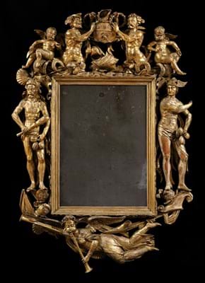 Admiral Russell carved giltwood mirror frame