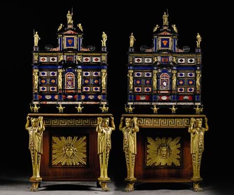 17th century Roman pietre dure cabinets