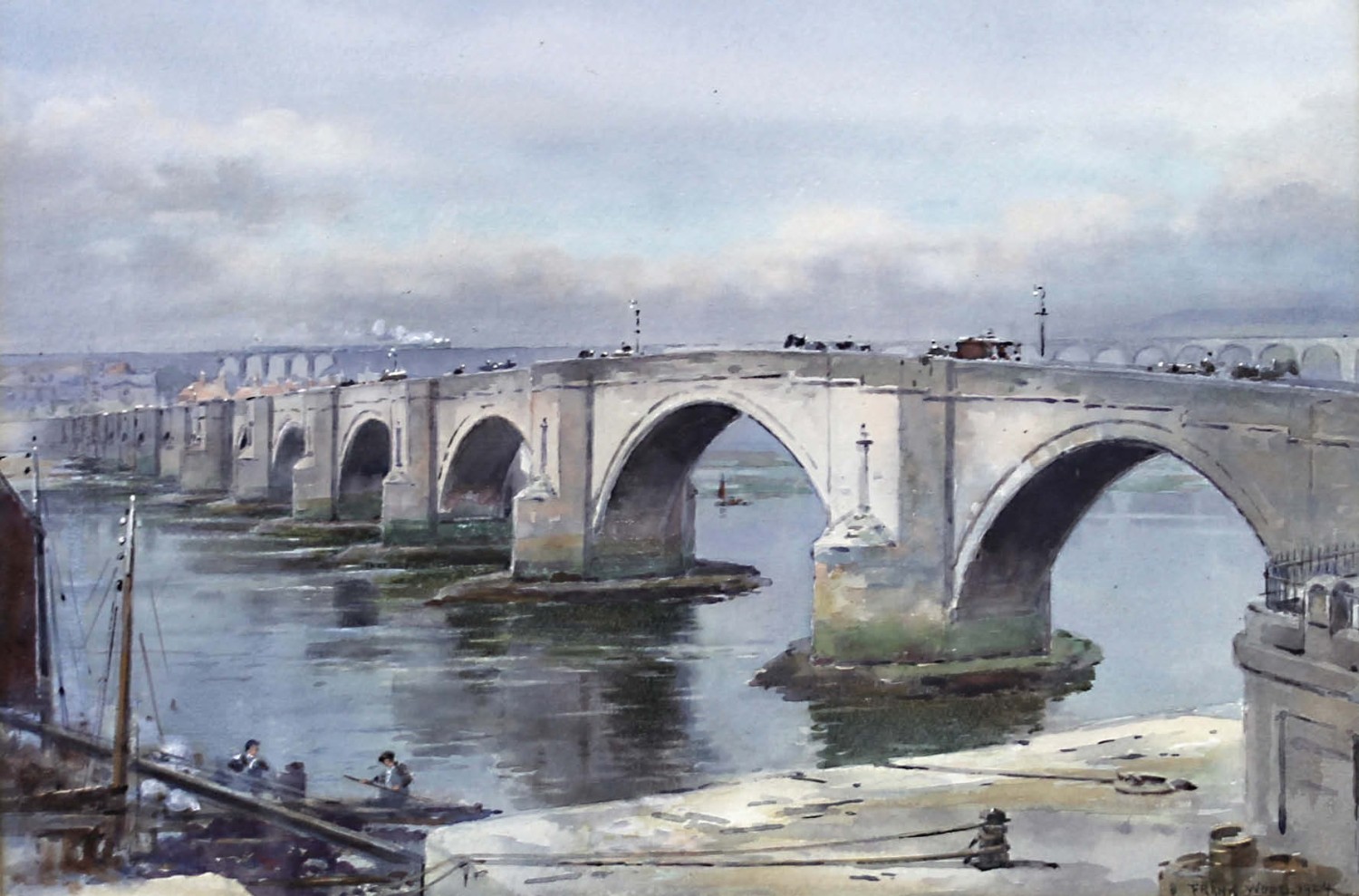 YORKSHIRE Greta Bridge By Kenneth Rowntree 1947 old vintage print picture 