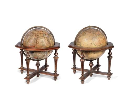 Coronelli 1696 terrestrial and celestial globes