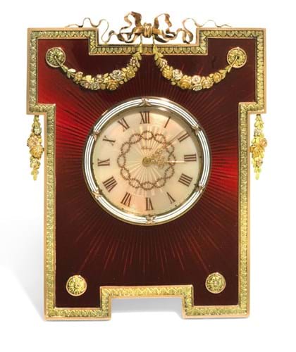 Fabergé gold and red enamel timepiece