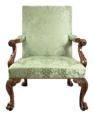 George II walnut library armchair