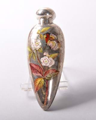 Victorian silver and enamel perfume bottle