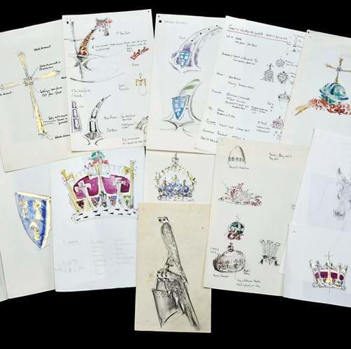 Louis Osman drawings for coronet of Prince Charles