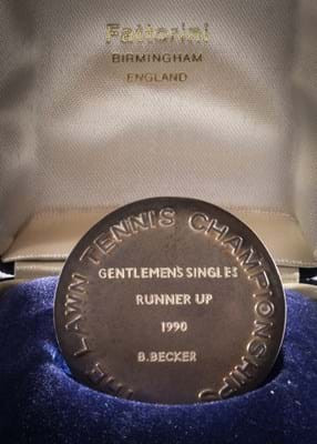 Boris Becker runner-up medal from 1990 Wimbledon championship