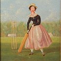 Lady playing cricket