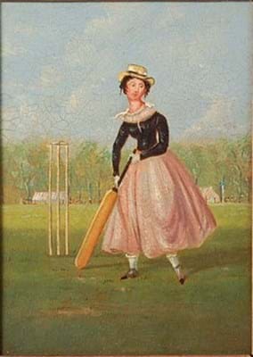 Lady playing cricket