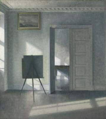 ‘Interior with an Easel, Bregade 25’ by Vilhelm Hammershøi