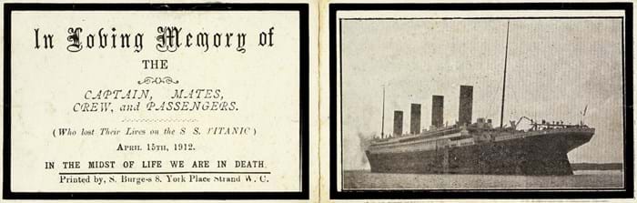 Titanic memorial cards