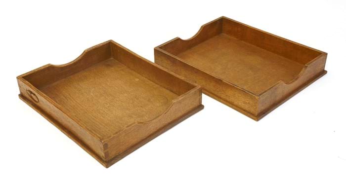 Mouseman oak paper trays