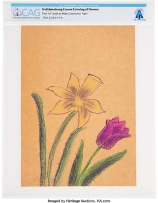 01_Crayon Coloring of Flowers from the First Grade with His Mother's Note Heritage Auctions_1.jpg