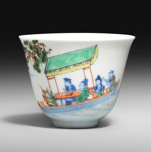 Kangxi mark and period wucai poem cup
