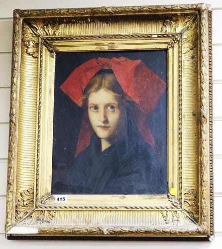 Portrait of a lady in a red bonnet