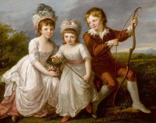 A portrait of three children of the Spencer family by Angelika Kauffmann
