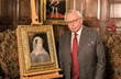 Professor David Starkey at Hever Castle unveiling a portrait of Mary Queen of Scots discovered by dealer Philip Mould