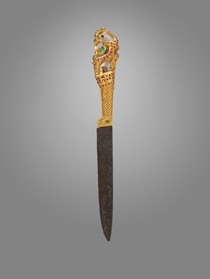 ceremonial dagger with parrot-shaped hilt from India