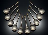 SILVER: Sale of the ‘Mambury Set’ of 10 James I apostle spoons tops the regional spring sales of antique silver