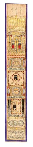 Illuminated paper Hajj scroll