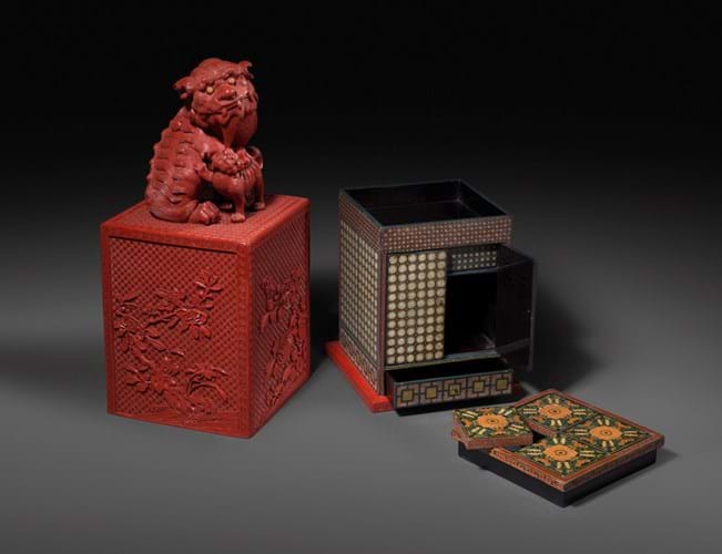 Qianlong cinnabar lacquer treasure box