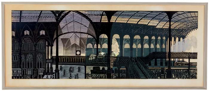 Edward Bawden colour lithograph of Liverpool Street Station
