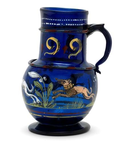 Bohemian cobalt blue jug dated 1599