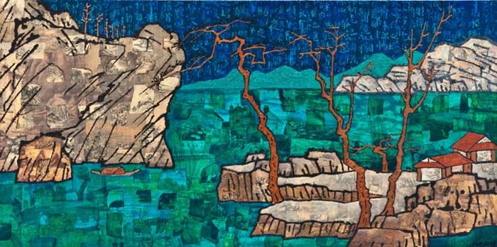 Xue Song, The Blue-green Landscape, Mixed media on canvas, 60 x 120cm, 2018.jpg
