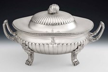 Silver casserole tureen serves up early top sale at the Olympia fair