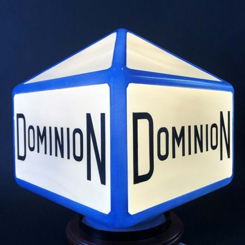 Dominion glass petrol pump globe