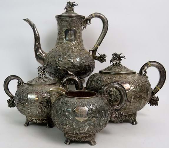 Qing silver teaset