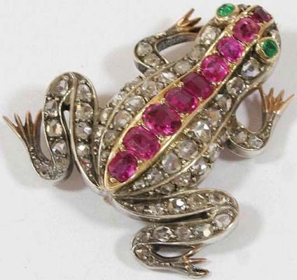 ictorian gem-set frog brooch