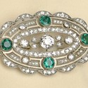 Emerald and diamond floral cluster brooch