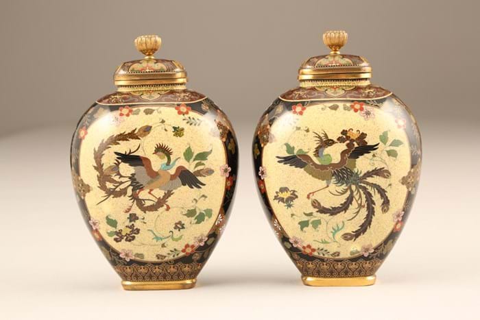 Japanese cloisonne vases