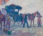 Robert Bevan's horse-drawn cab painting hailed by bidders at London's Mod Brit series
