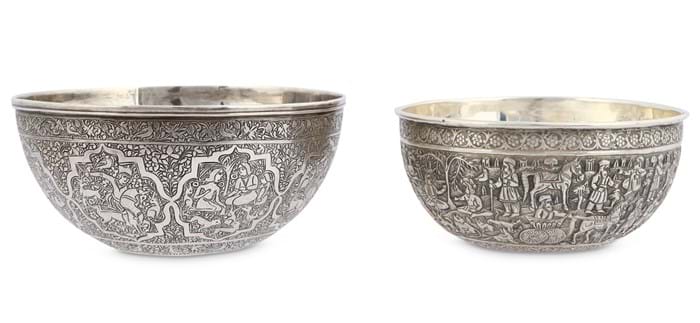 Iranian silver bowls