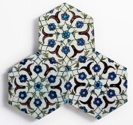 Ottoman hexagonal Iznik tiles