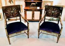 Striking Russian Empire chairs offered at Petersfield Antiques Fair