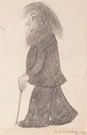 Lowry drawing of bearded man with walking cane sells above hopes at Capes Dunn