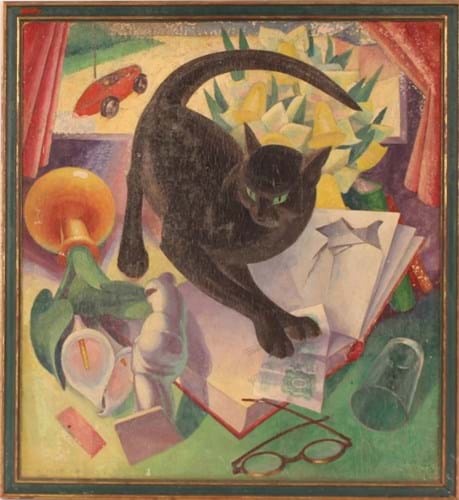 A black cat by Agnes Miller Parker