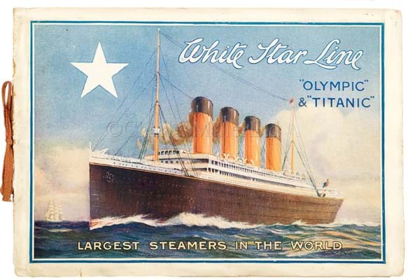 A first and second class Titanic promotional brochure