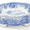 Ridgway blue and white pottery dog bowl