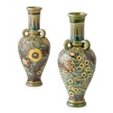 Burmantofts pottery faience vases